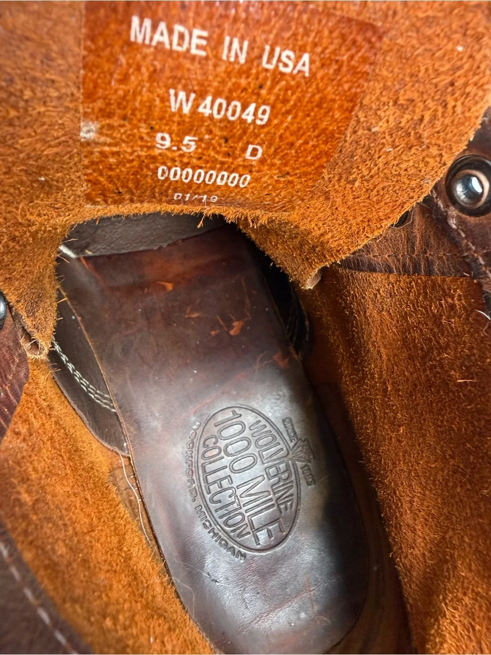 Men's Wolverine 1000-Mile Boots Horween Leather Size 9.5 D W40049 Made In USA